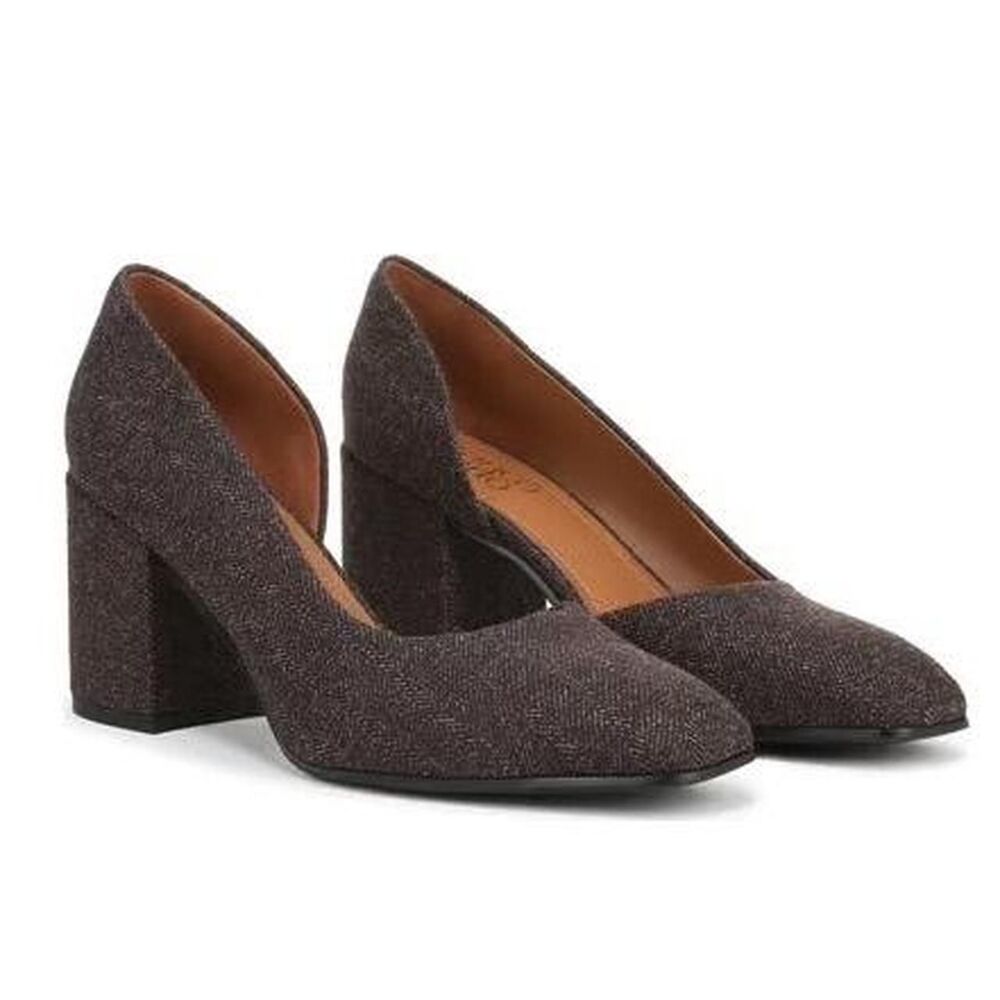 New Franco Sarto Theosha Dark Brown Square Toe Block Heel Pumps Size 7.5